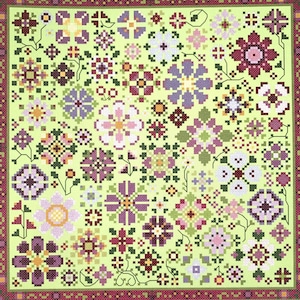 CAROLYN MANNING DESIGNS &quot;Purple Flower a Day&quot; Counted Cross Stitch Pattern~Flower a Day Collection~Floral Cross Stitch~Flower Sampler