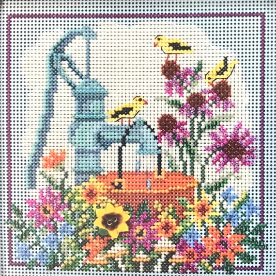 MILL HILL water Pump Beaded Counted Cross Stitch Kitfloral Cross Stitch  Kitvintage Garden Pump Cross Stitchfloral Cross Stitch Kit 