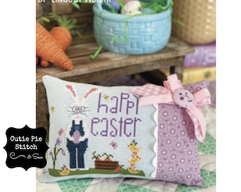 PRIMROSE COTTAGE "Easter Greetings" Counted Cross Stitch Pattern~Easter Embroidery~Happy Easter Cross Stitch~Spring~Easter Bunny Embroidery
