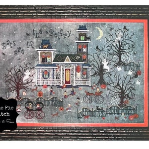 PRAISEWORTHY STITCHES "Darkwing Manor" Counted Cross Stitch Pattern~Halloween Cross Stitch~Haunted House Cross Stitch~Bats in the Belfry