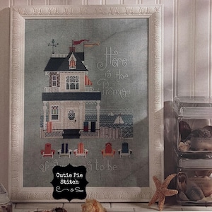 CRICKET COLLECTION &quot;A Summer Place&quot; Counted Cross Stitch Pattern~Summer Cross Stitch Pattern~Beach House Cross Stitch Pattern