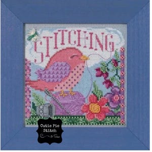 MILL HILL "Stitching" Beaded Counted Cross Stitch Kit~Stitching Bird Cross Stitch Kit~Sewing Bird Cross Stitch Kit~Floral Cross Stitch Kit
