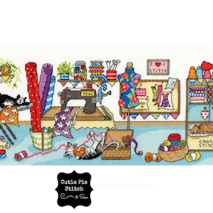 CLEARANCE BOTHY THREADS &quot;Sewing Fun&quot; Counted Cross Stitch Kit~Sewing Room Sampler Cross Stitch Kit~Complete Cross Stitch~Sewing Sampler