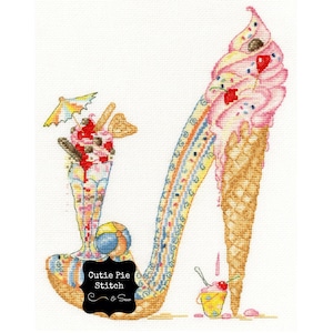 Cross Stitch Kit BOTHY THREADS "Lazy Sundae" Counted Cross Stitch Complete Kit High Heel Ice Cream Shoe Embroidery Kit with Floss & Fabric