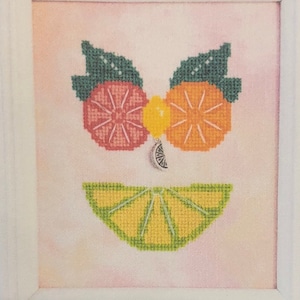 CLEARANCE MERIDIAN DESIGNS &quot;Citrus Squeeze&quot; Counted Cross Stitch Pattern with Charm from the Teenie Weenie Bikinis Series~Citrus Bikini
