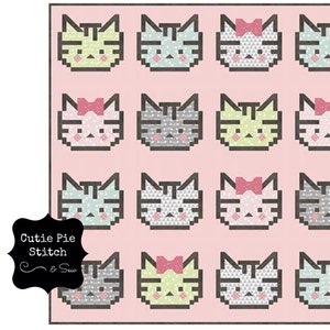 Quilt Pattern CLEARANCE KELLI FANNIN &quot;Patchwork Kitty&quot; Quilt Pattern~Kitty Quilt Fat Quarter Friendly Quilt Pattern~Cat Lover Quilt Pattern