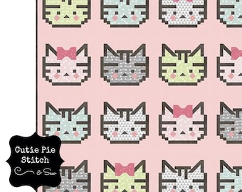 Quilt Pattern CLEARANCE KELLI FANNIN "Patchwork Kitty" Quilt Pattern~Kitty Quilt Fat Quarter Friendly Quilt Pattern~Cat Lover Quilt Pattern