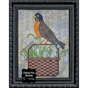 COTTAGE GARDEN SAMPLINGS &quot;First Signs of Spring&quot; Counted Cross Stitch Pattern-A Time For All Seasons Series Pattern #3 American Robin~Spring