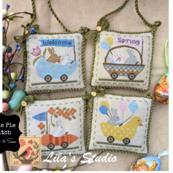 LILA'S STUDIO "Spring Parade Set 1" Counted Cross Stitch Pattern~SpringCross Stitch~Easter Parade Cross Stitch Design~Easter Bunny Ornaments