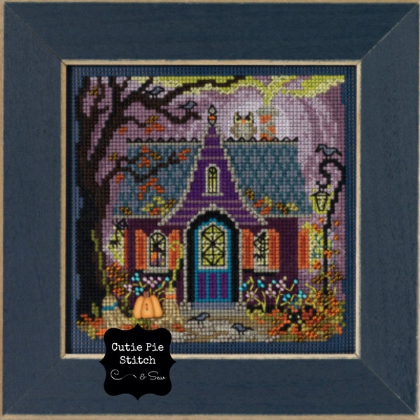 MILL HILL « Haunted Cottage » Kit de point de croix compté en perles par Mill Hill ~ Kit de point de croix d’Halloween ~ Maison hantée ~ Kit de chalet d’Halloween