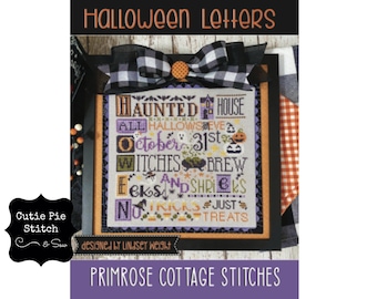 PRIMROSE COTTAGE "Halloween Letters" Counted Cross Stitch Pattern~Halloween Sampler Embroidery~Halloween Words Cross Stitch~Halloween Decor