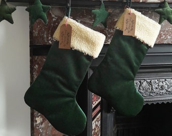 Green Christmas Stocking Luxury Green Velvet Reversible Christmas Stocking