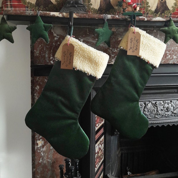 Green Christmas Stocking Luxury Green Velvet Reversible Christmas Stocking