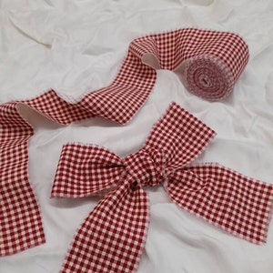 Red Check Ribbon 7cm Red Ribbon Christmas Red Check Ribbon Gift Wrapping Cut To Length Crafts Sewing Christmas Wreath Ribbon