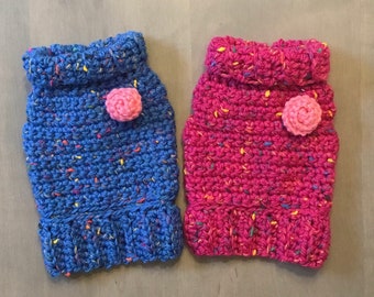 Tiny teacup dog/puppy sweater - blue or pink - for dogs 2-3 pounds.