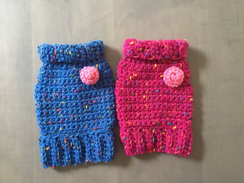 Tiny teacup dog/puppy sweater blue or pink for dogs 2-3 pounds. image 2