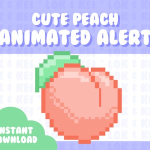 2x Animated Twitch Stream Alert | Cute Peach | Pixel Art