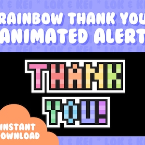 Animated Twitch Stream Alert | Rainbow Thank You | Pixel Art