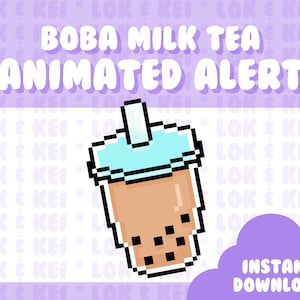 Animated Twitch Stream Alert | Boba Milk Tea | Pixel Art