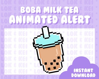 Animated Twitch Stream Alert | Boba Milk Tea | Pixel Art