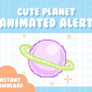 Animated Twitch Stream Alert | Cute Planet | Pixel Art