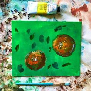 Orange & Eucalyptus Original Acrylic Painting