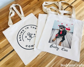 Custom Printed Cotton Tote Bag, Personalized Cotton Tote Bag, Print Your Photo, Image,  Design, Cute Birthday Gifts, Party Gifts