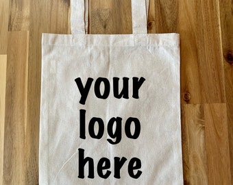 Custom Printed Cotton Tote Bags, Small Size Gift Bags Personalized with Logo, Screen Printed Promotional Bags Bulk, One Color Print