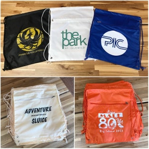 Custom Logo Printed Drawstring Backpack, Personalized Polyester Cinch ...