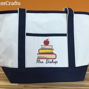 Custom Teacher Tote Bags, Personalized Canvas Totes for School, Teacher Gift, Best Teacher Appreciation Gifts
