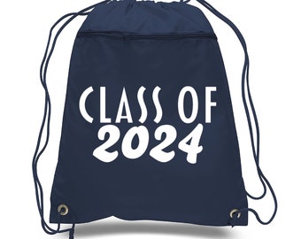 Class of 2024 Drawstring Backpacks, 2024 Bags, Back To School Bag, School Bags, Gift Bags, Senior 2024 Gift Bag, Navy Color