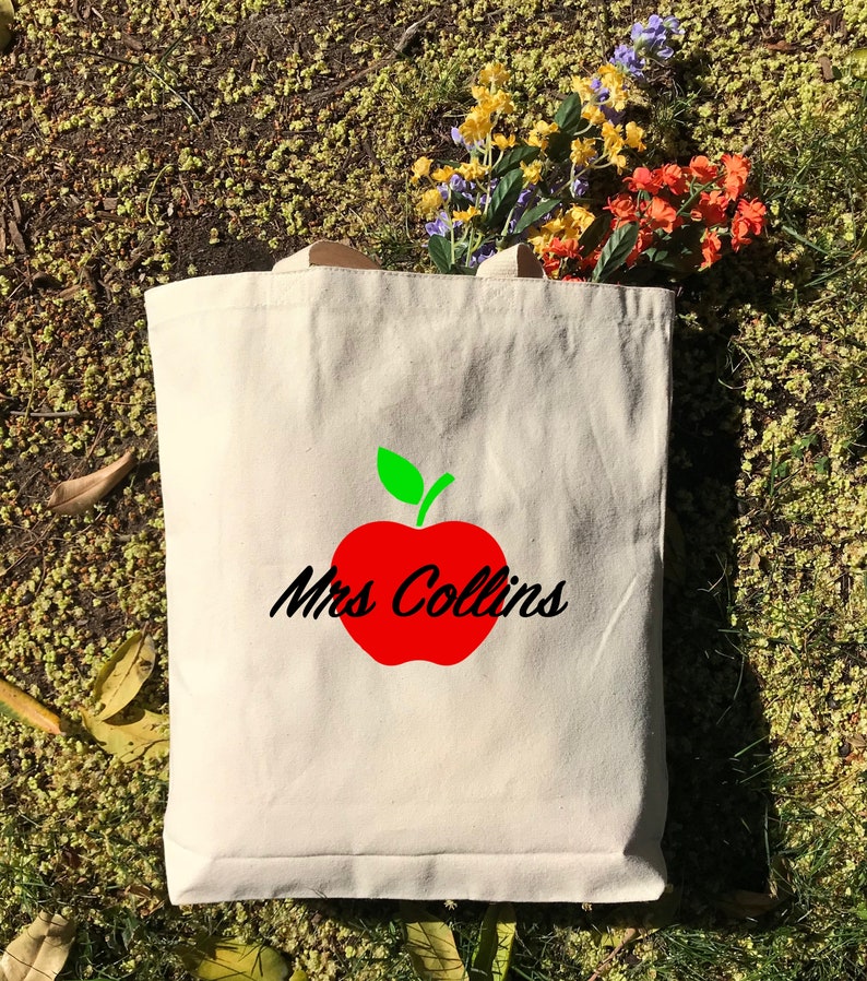 Best Teacher Ever Teacher Canvas Tote Bags Book Bag Personalized Custom Teacher Totes Teacher Gift