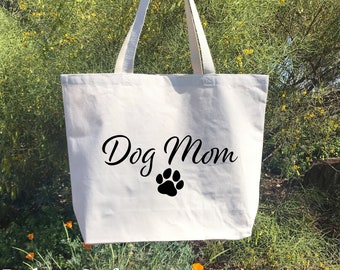 Dog Mom Gift Bag, Cute Canvas Tote Bag Gift, Best Dog Mom Gifts, Personalized Gifts for Dog Lovers