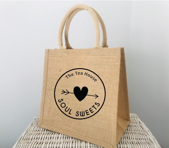 Custom printed jute shopping bags shop