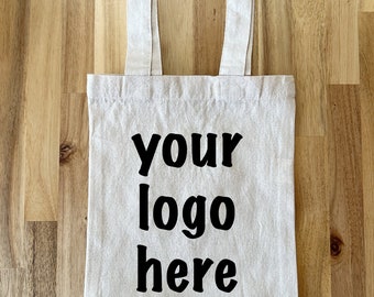 Custom Printed Cotton Tote Bags, Small Size Gift Bags Personalized with Logo, Screen Printed Promotional Bags Bulk, One Color Print