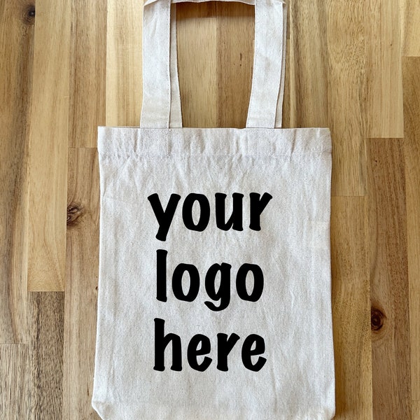 Custom Printed Cotton Tote Bags, Small Size Gift Bags Personalized with Logo, Screen Printed Promotional Bags Bulk, One Color Print