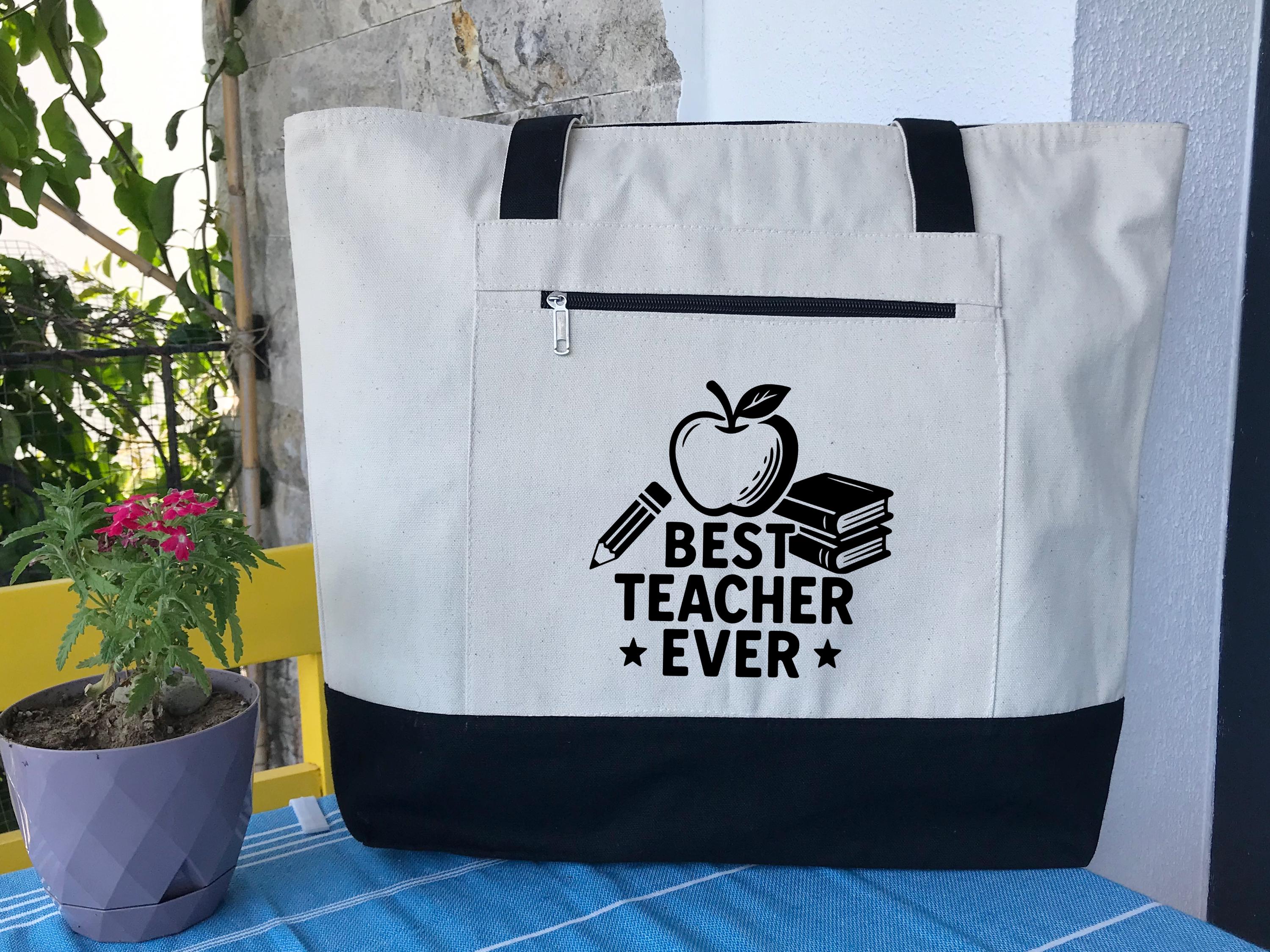 Personalized Teacher Canvas Tote Bag, Custom Book Bag - Etsy