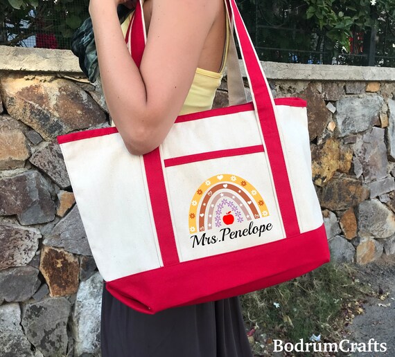 Teacher tote bags with pockets new arrivals