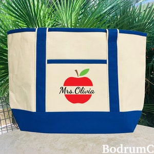 Teacher Canvas Tote Bags, Personalized Custom Teacher Totes, Teacher School Totes, Book Bag, Best Teacher Ever, Teacher Christmas Gifts