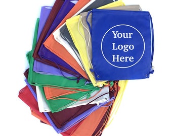 Custom Drawstring Backpacks with Logo, Promotional Bags in Bulk, Personalized Non-Woven Backpacks, Sports Cinch Bags, One Color Logo Print