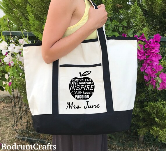 Monogrammed tote bags for teachers cheap