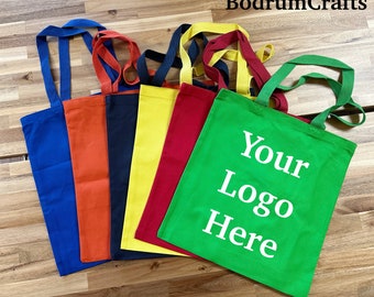 Custom Printed Canvas Tote Bags, Wholesale Personalized Canvas Bags with Logo, Design, Screen Printed Promotional Bags Bulk, One Color Print