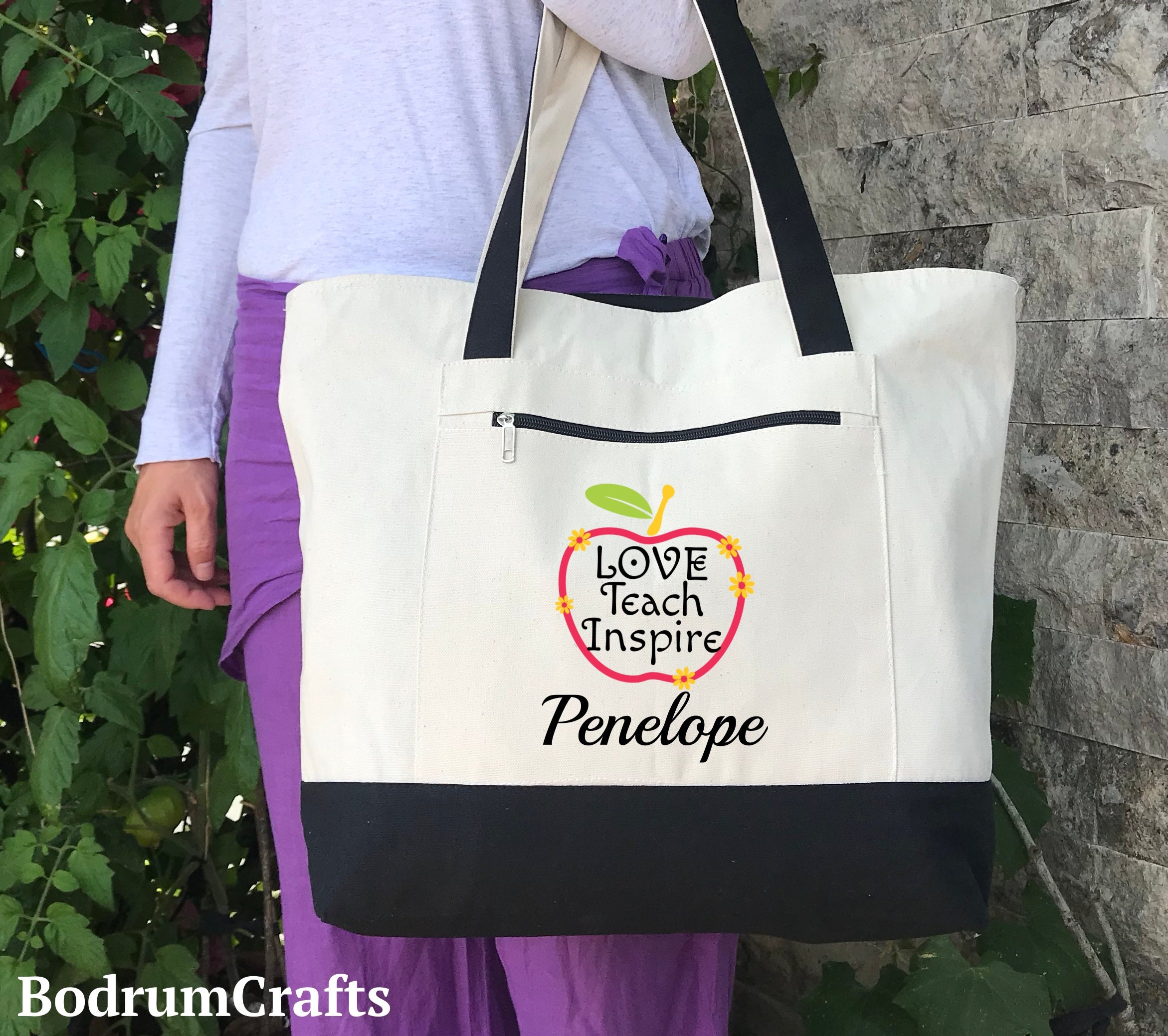 Teacher Canvas Tote Bags Personalized Custom Teacher Totes Etsy UK