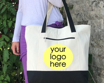 Custom Printed Tote Bags, Personalized Canvas Bags with Logo, Wholesale Promotional Bags, Screen Printed Bags Bulk, One Color Printing