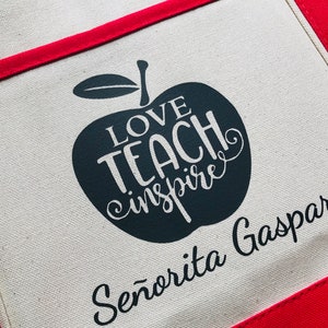 Teacher Canvas Tote Bags, Personalized Custom Teacher Totes, Teacher Gift, Book Bag, Best Teacher Ever