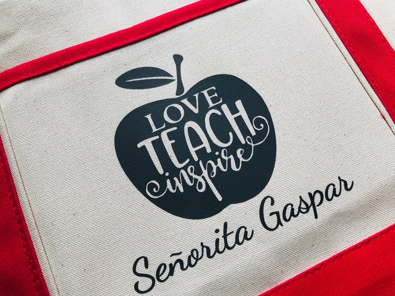 Teacher Canvas Tote Bags, Personalized Custom Teacher Totes, Teacher Gift, Book Bag, Best Teacher Ever