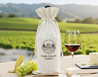 Custom Logo Wine Bag, Personalized Cotton Tote, Wedding Favors