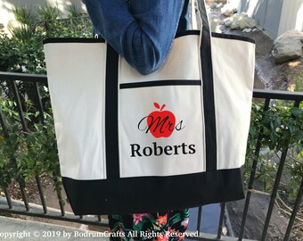 Teacher Canvas Tote Bags Personalized Custom Teacher Totes - Etsy