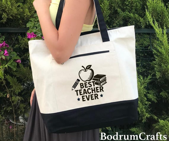 Teacher Canvas Tote Bags, Personalized Custom Teacher Totes