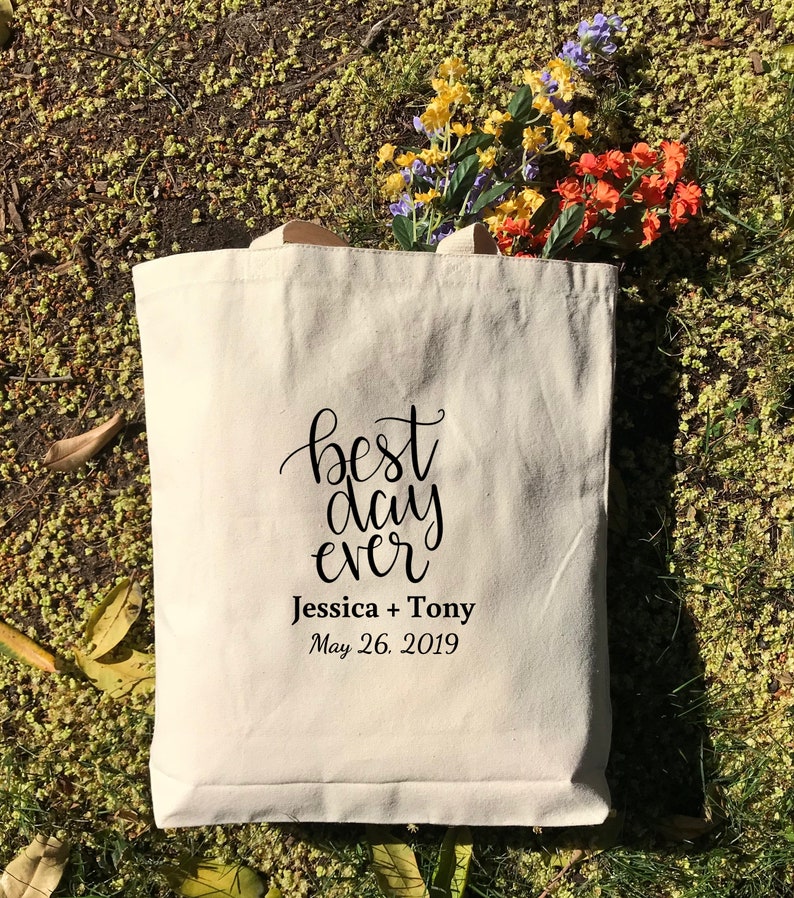 Wedding Welcome Canvas Tote Best Day Ever Canvas Tote Bags Wedding Favor Tote Bags